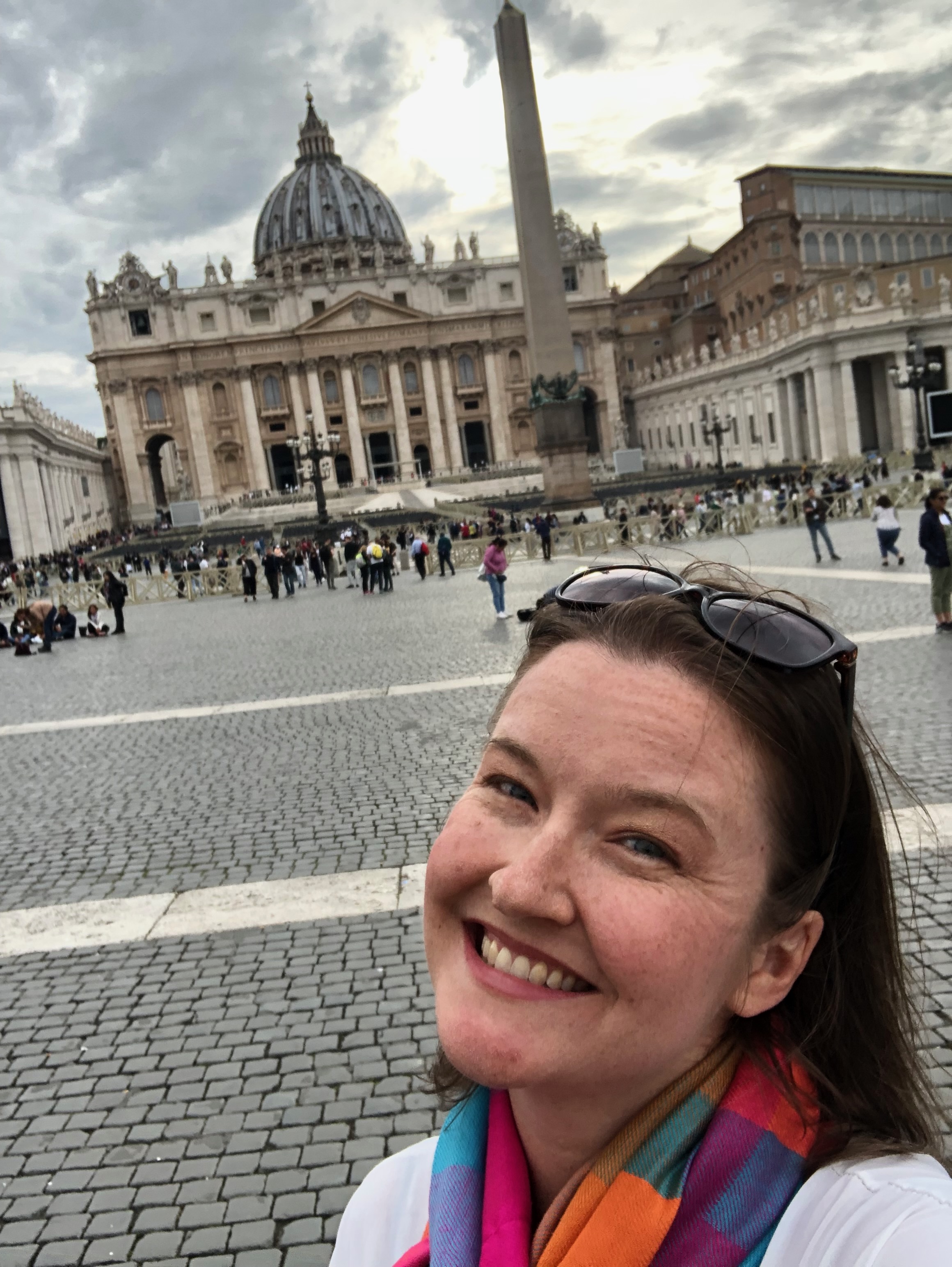 Me in front of St. Peter's Basilica in Vatican City.